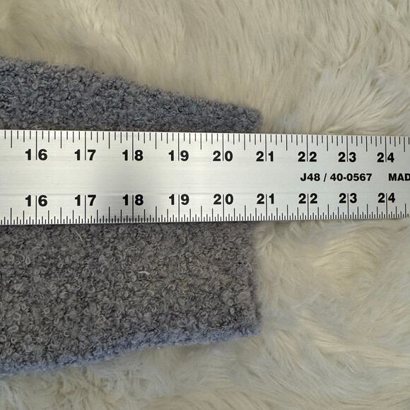 Three Dots Gray Open Front Wool Sherpa Cardigan Sweater Medium - Picture 11 of 12